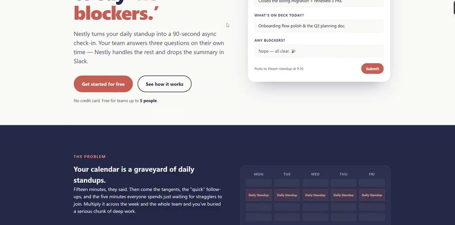 Nestly SaaS landing page