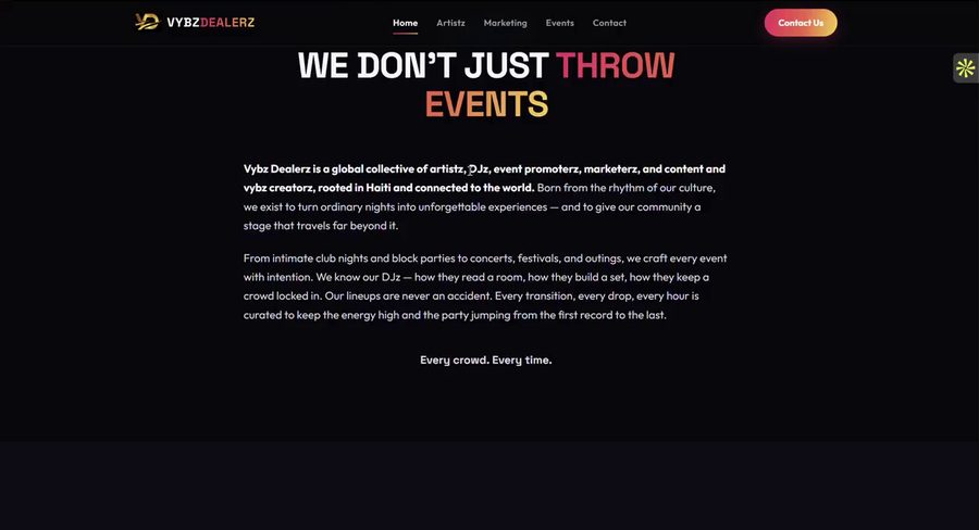 Vybz Dealerz events collective website